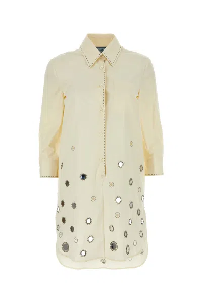 PRADA ABITO CHEMISIER IN COTONE SABBIA DONNA