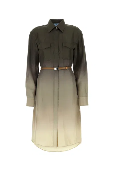 PRADA ABITO CHEMISIER IN TWILL MULTICOLOR DONNA