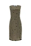 Prada Beige Eyelet-embellished Silk Dress