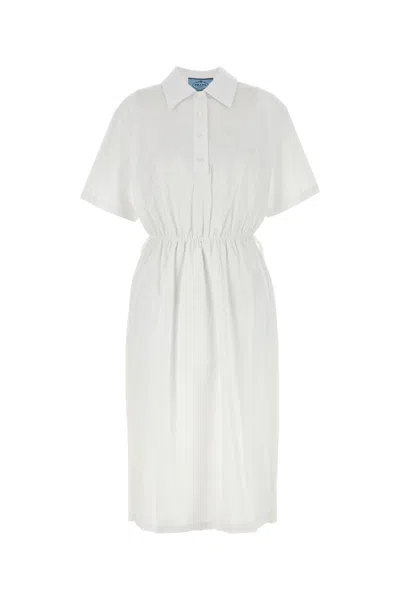 PRADA ABITO CHEMISIER IN POPELINE BIANCO  DONNA