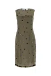 Prada Beige Eyelet-embellished Silk Dress