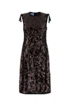 Prada Sleeveless Sequin Embellished Dress And Bow In Brown