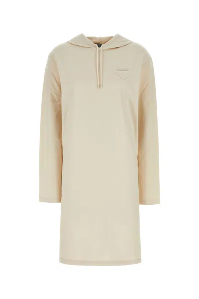 PRADA ABITO FELPA IN COTONE STRETCH CREMA DONNA