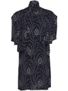 Prada Abstract-print Layered Minidress In Blue