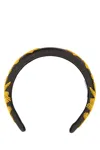 Prada Leather Hairband With Embroidered Floral Motif