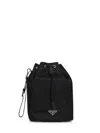 Prada Accessori Pelletteria Black Bucket Pouch Bag In Black
