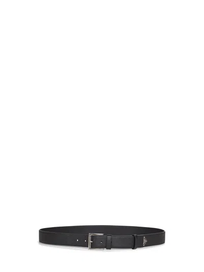 Prada Accessori Pelletteria Black Saffiano Leather Belt
