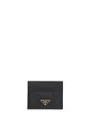Prada Accessori Pelletteria Black Saffiano Leather Card Holder In Black