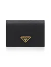 Prada Accessori Pelletteria Black Saffiano Small Wallet In Black
