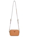 Prada Accessori Pelletteria Caramel Mini Crossbody Bag In Silver