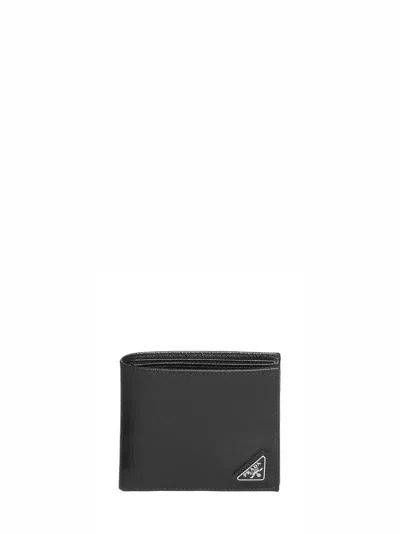 Prada Accessori Pelletteria Saffiano Leather Wallet In Black
