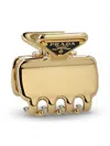 Prada Metal Hair Clip Claw Design Finish In Gold