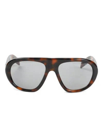 Prada Acetate Geometric Sunglasses In Brown