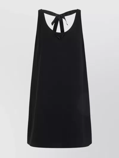 Prada Triangle-logo Mini Dress In Black