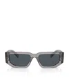 Prada Triangle-logo Rectangle-frame Sunglasses In Grey