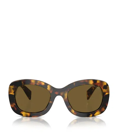 Prada Womens Yellow Pr A13s Butterfly-frame Acetate Sunglasses In Brown