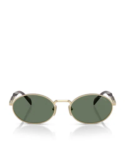 Prada Womens Gold 65zs Oval-frame Metal Sunglasses
