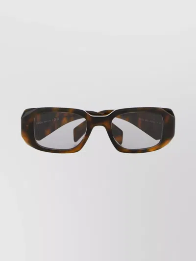 Prada Acetate Sunglasses Featuring Rectangular Design In Brown