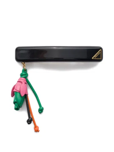 Prada Acrylic Glass And Metal Hair Clip In Multi