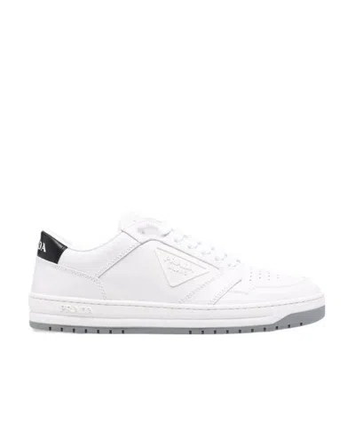 Prada Action Triangle Logo-plaque Low-top Sneakers In White