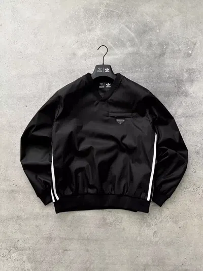 Pre-owned Prada Adidas X  Re-nylon Sweatshirt Jacket Black Sweater Men's Size L