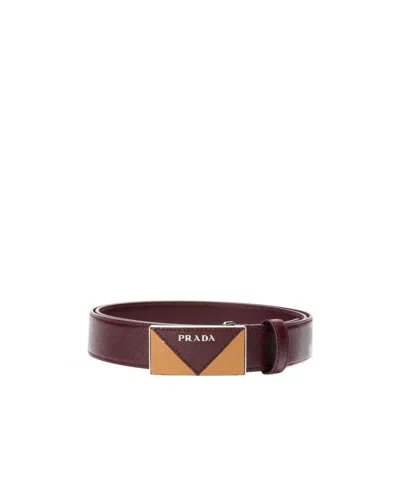 Prada Adjustable Buckle Belt In Brown