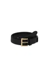 Prada Logo Plaque Leather Belt In Black