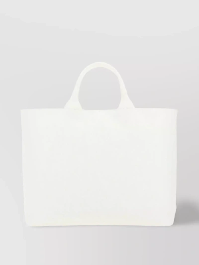 Prada Adjustable Canvas Shoulder Bag In White