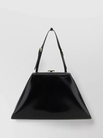 Prada Adjustable Handles Structured Leather Tote In Black