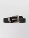 Prada Adjustable Leather Belt Decorative Buckle In Black