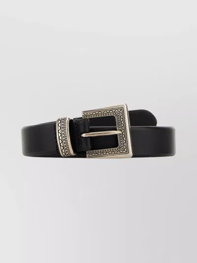 PRADA ADJUSTABLE LEATHER BELT DECORATIVE BUCKLE