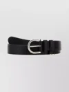 Prada Adjustable Leather Belt Silver Buckle In Black