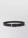 Prada Adjustable Leather Belt With Round Silver Buckle