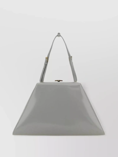 Prada Adjustable Leather Shoulder Bag With Tonal Handles In Grey