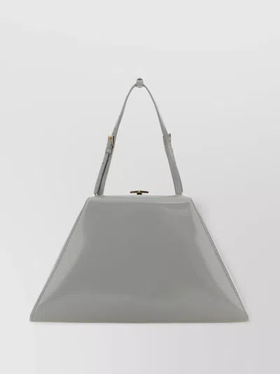 Prada Adjustable Leather Shoulder Bag With Tonal Handles In Grey