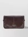 Prada Adjustable Leather Shoulder Bag With Zippered Welt Pocket