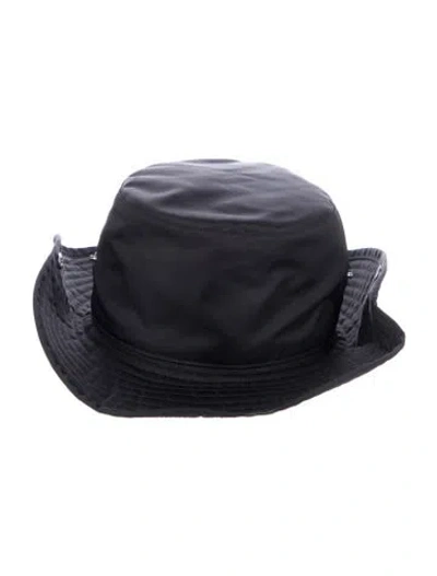 Pre-owned Prada Adjustable Logo Bucket Hat W/tags In Black