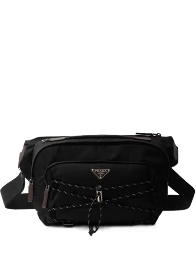 Prada Adjustable Nylon Tape Shoulder Bag In Black