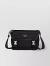 Prada Adjustable Strap Flap Pocket Satchel In Grey