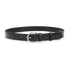 Prada Adjustable Leather Belt With Round Silver Buckle In Black