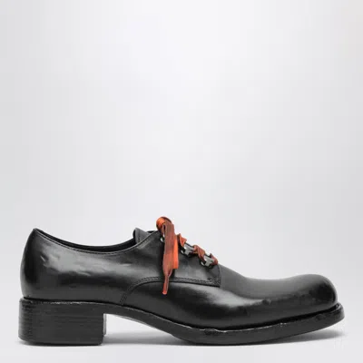 Prada Antiqued Leather Lace-up Shoes In Black