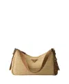 Prada Aimee Large Crochet And Leather Bag In Neutral