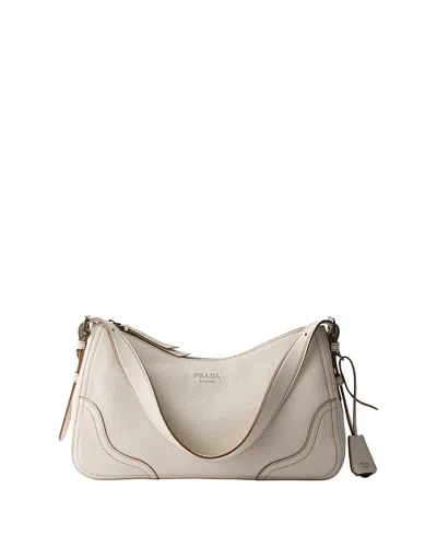 Prada Aimee Large Leather Shoulder Bag In Neutral