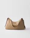 Prada Medium Aimee Zip Leather Shoulder Bag In Sand