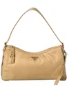Prada Aimee Large Re-nylon & Leather Shoulder Bag In Brown