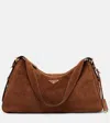 Prada Aimée Large Suede Shoulder Bag