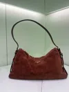 Prada Aimèe Large Suede Shoulder Bag In Cocoa Brown