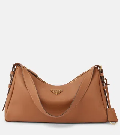 Prada Aimee Medium Leather Shoulder Bag In Braun
