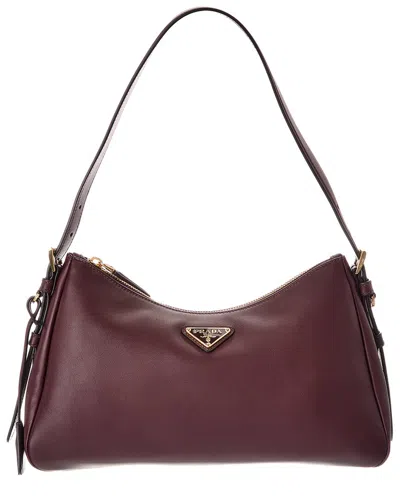 Prada Aimee Medium Leather Hobo Bag In Burgundy