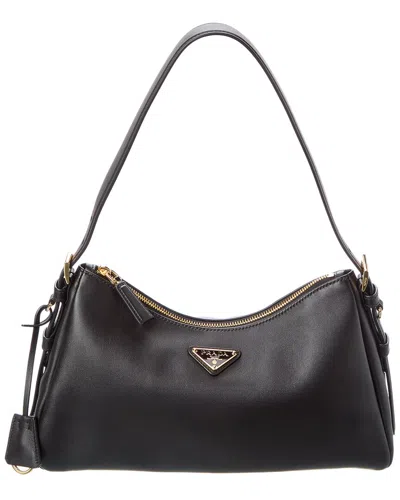 Prada Aimee Medium Leather Hobo Bag In Black
